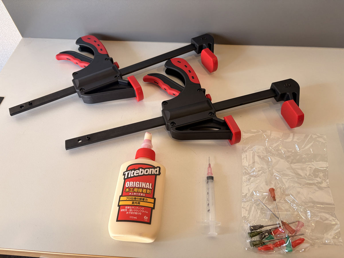 ギターネック・ヘッドヒビ割れの修理道具
